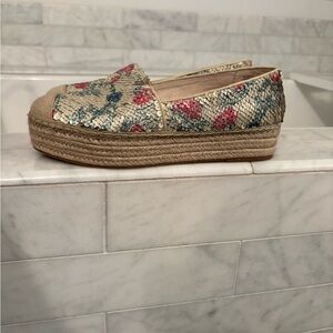 Floral Sequin Platform Espadrille Slip-On - Pink & Blue